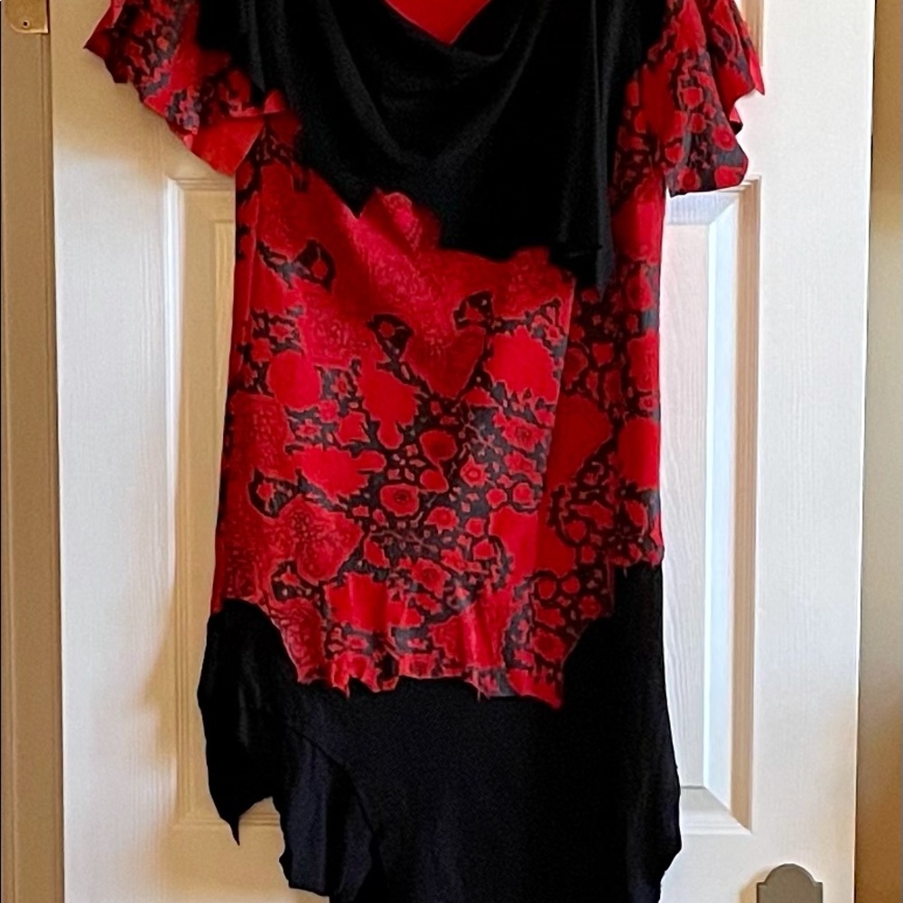 Black & Red Suede Dress, Size M